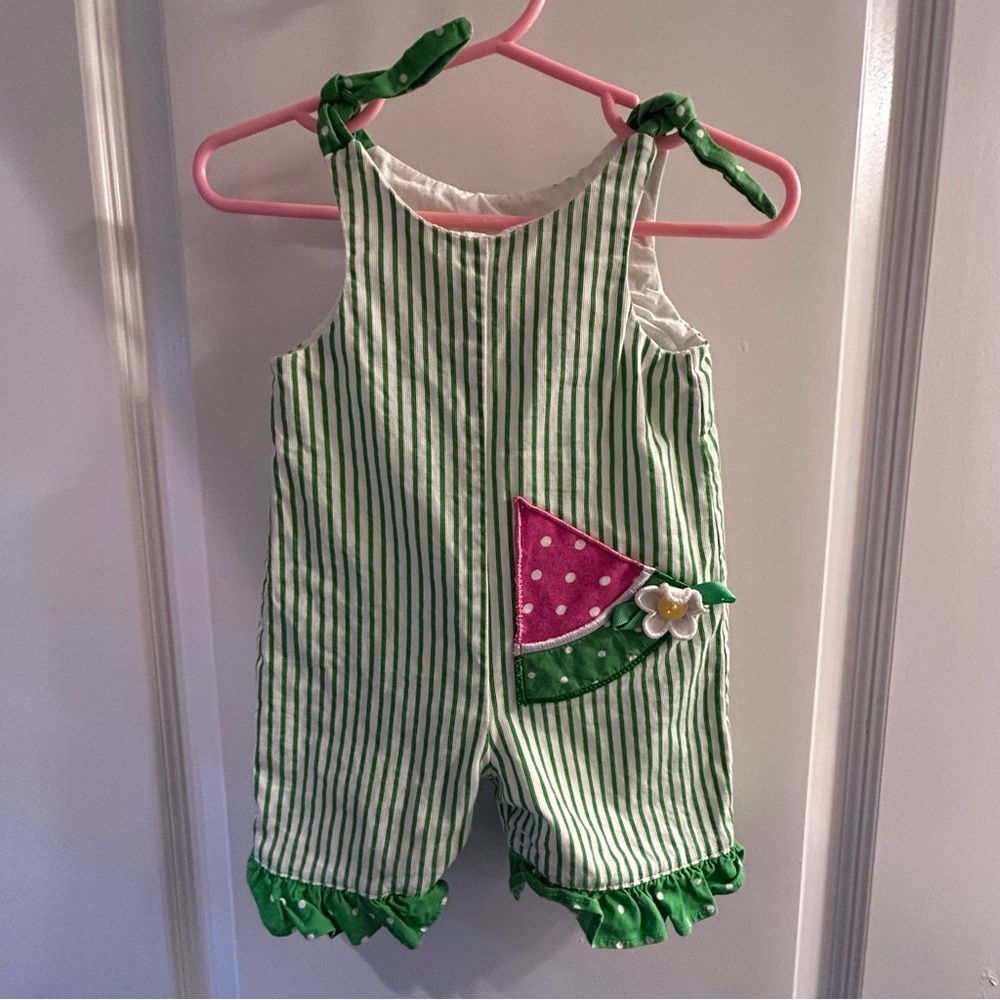 Peaches N Cream Watermelon Shortall Romper